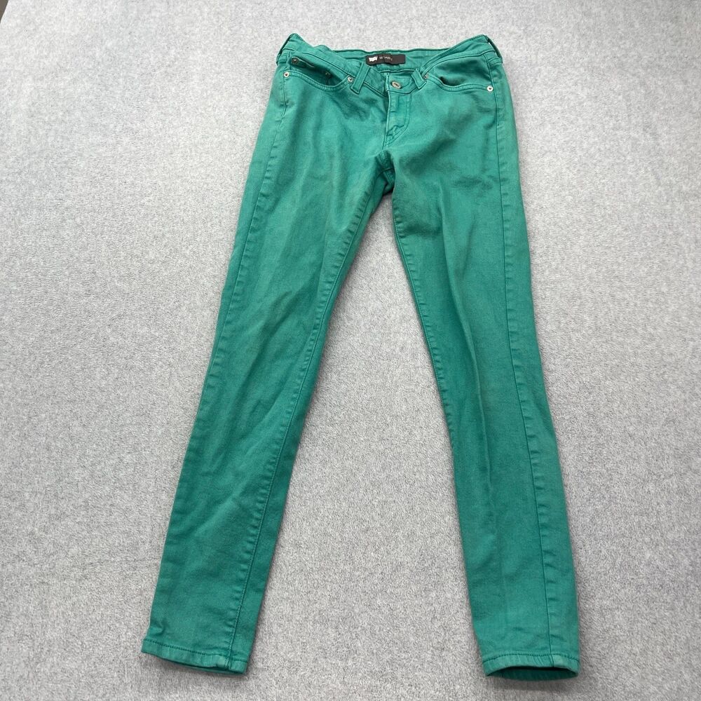 Levis 535 Jeans Womens 9M Green Jegging Low Rise Slim Grunge Goth Emo